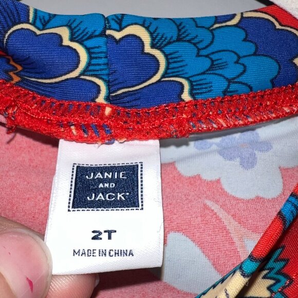Janie and Jack Floral Short Sleeve Rash Guard Red Size 2T - Picture 2 of 4